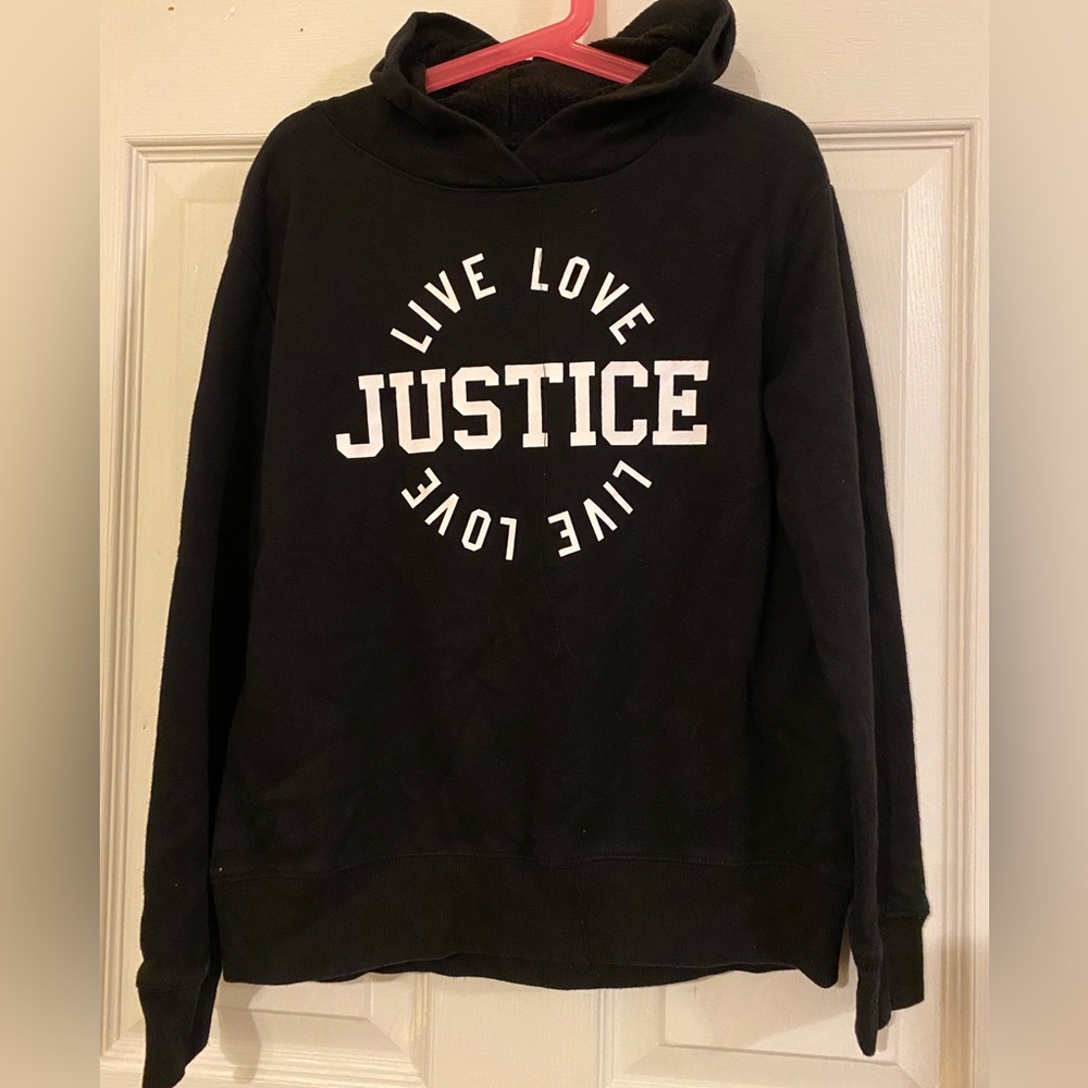 Justice Girl’s Long Sleeve Sweatshirt Black Hoodie 
Size M10